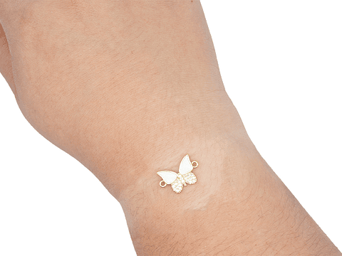 RODIO DORADO CENTRO MARIPOSA BLANCO ZIRCON 12*18MM