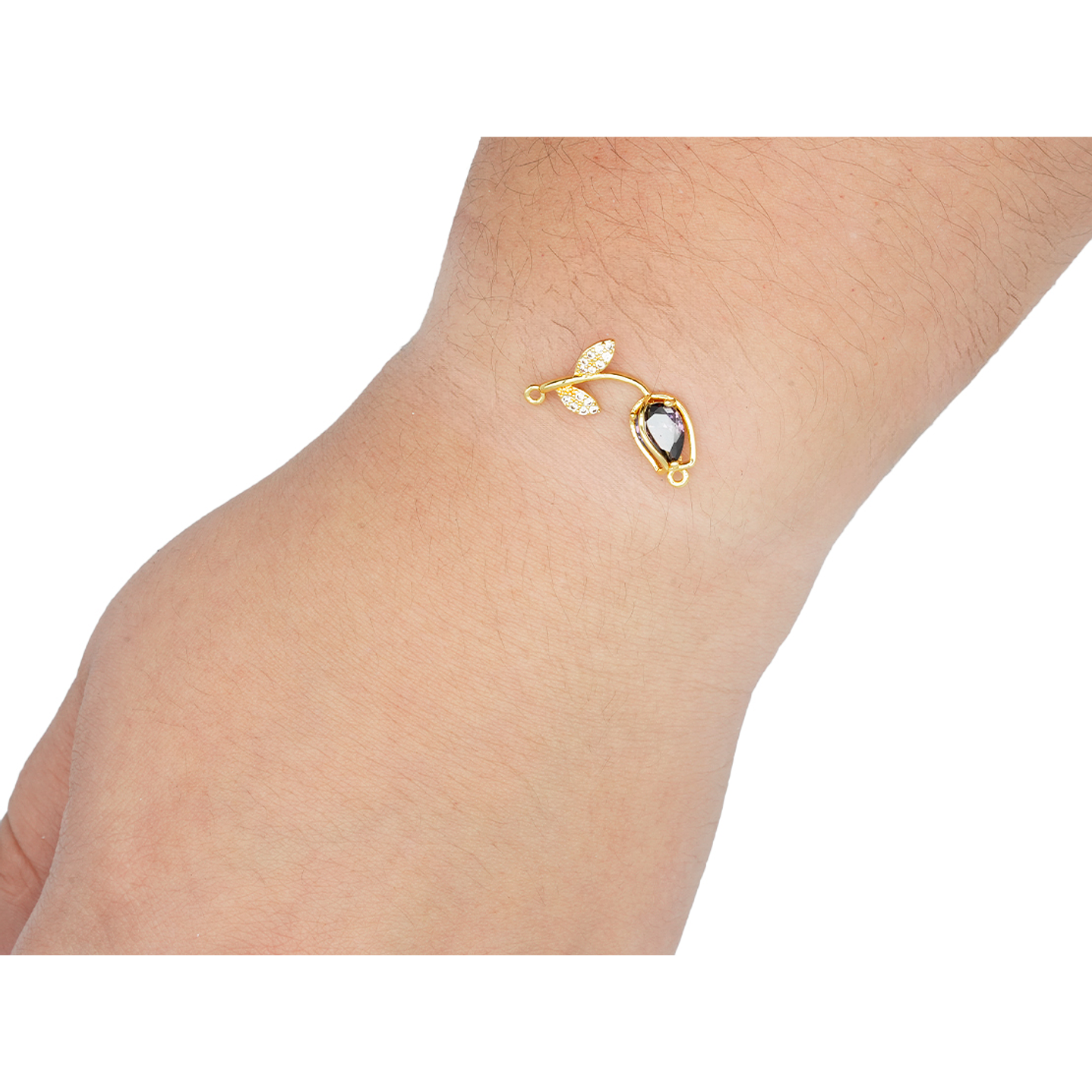 RODIO DORADO CENTRO TULIPAN MORADO ZIRCON 27*11MM 2