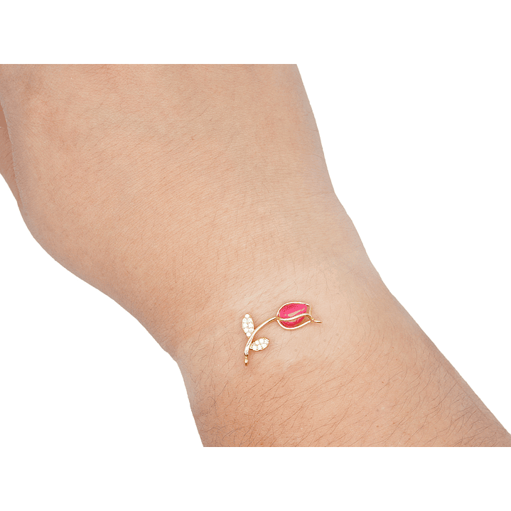 RODIO DORADO CENTRO TULIPAN ROSADO ZIRCON 23*11MM 2