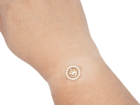 RODIO DORADO CENTRO CORAZON CRUZ ZIRCON 15*19MM