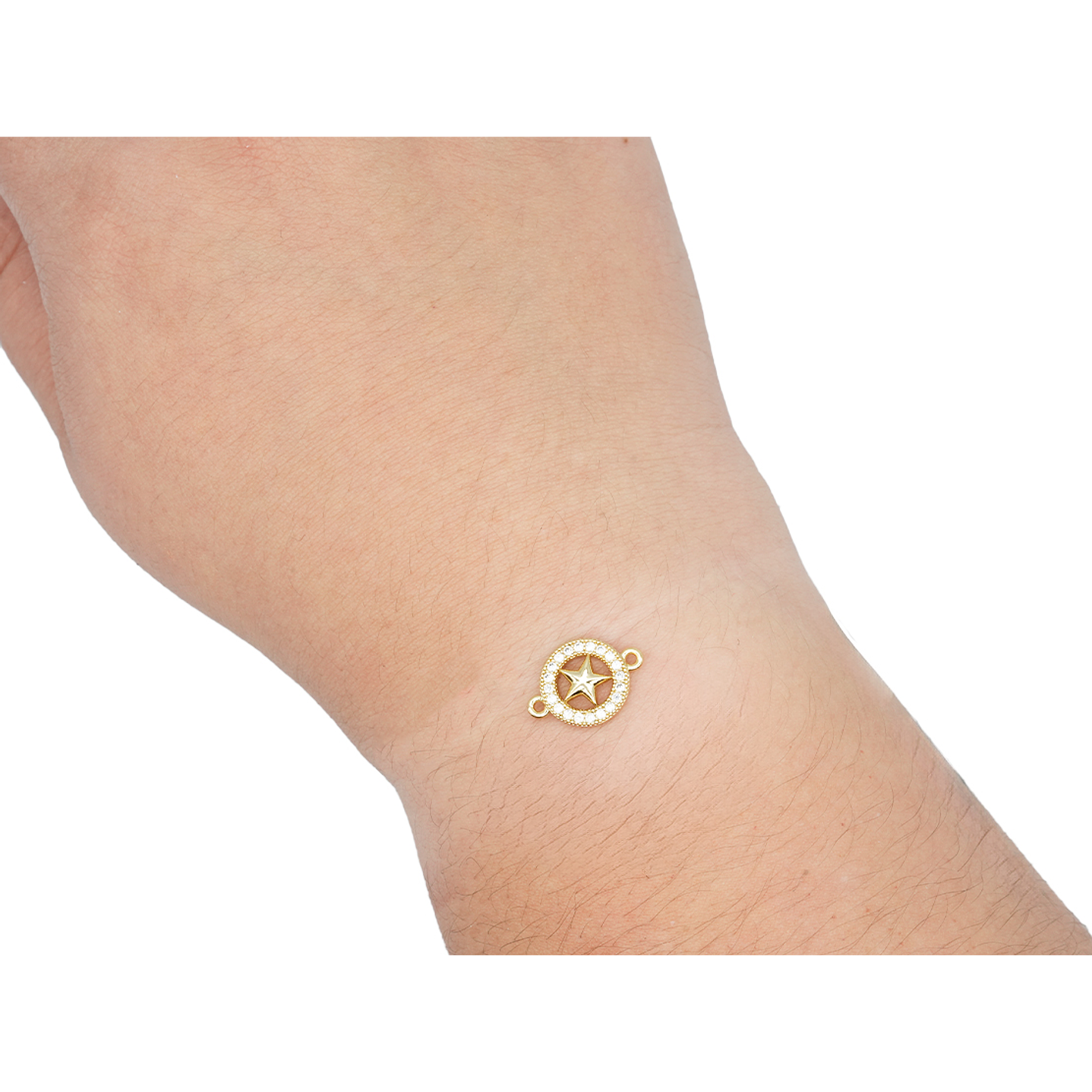 RODIO DORADO CENTRO CIRCULO ESTRELLA ZIRCON BLANCO 11MM 2