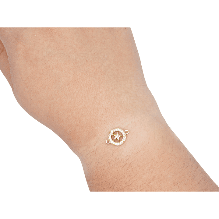 RODIO DORADO CENTRO CIRCULO ESTRELLA ZIRCON BLANCO 11MM 2