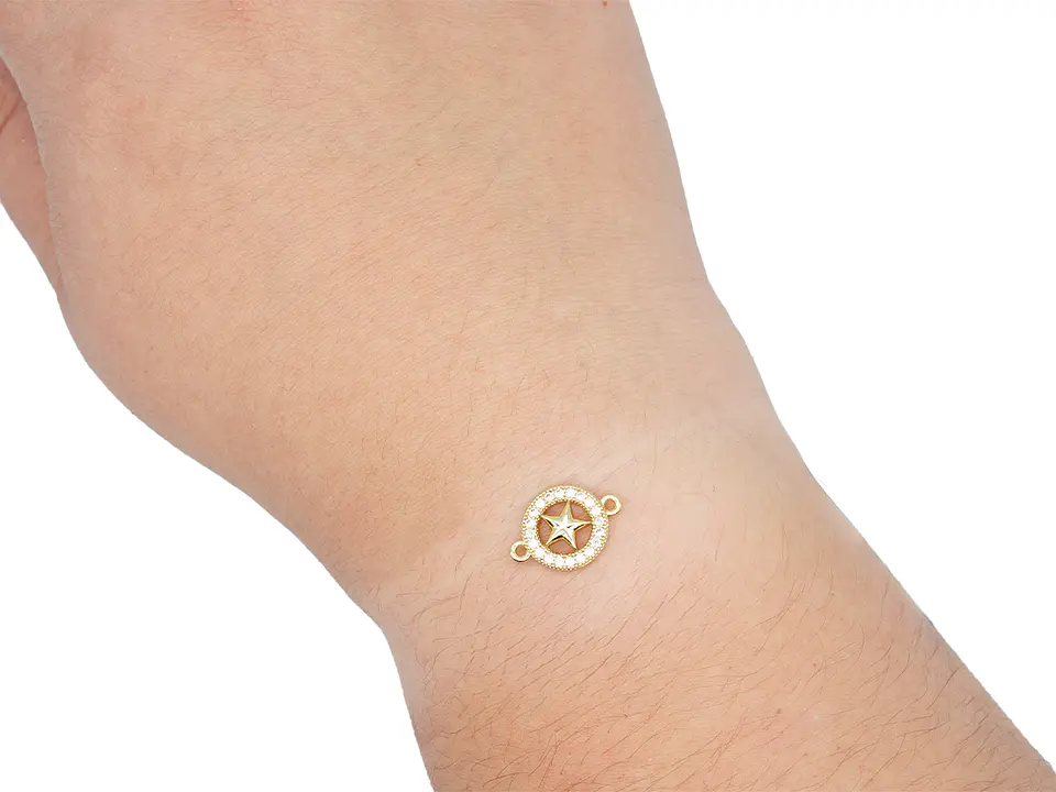 RODIO DORADO CENTRO CIRCULO ESTRELLA ZIRCON BLANCO 11MM 2