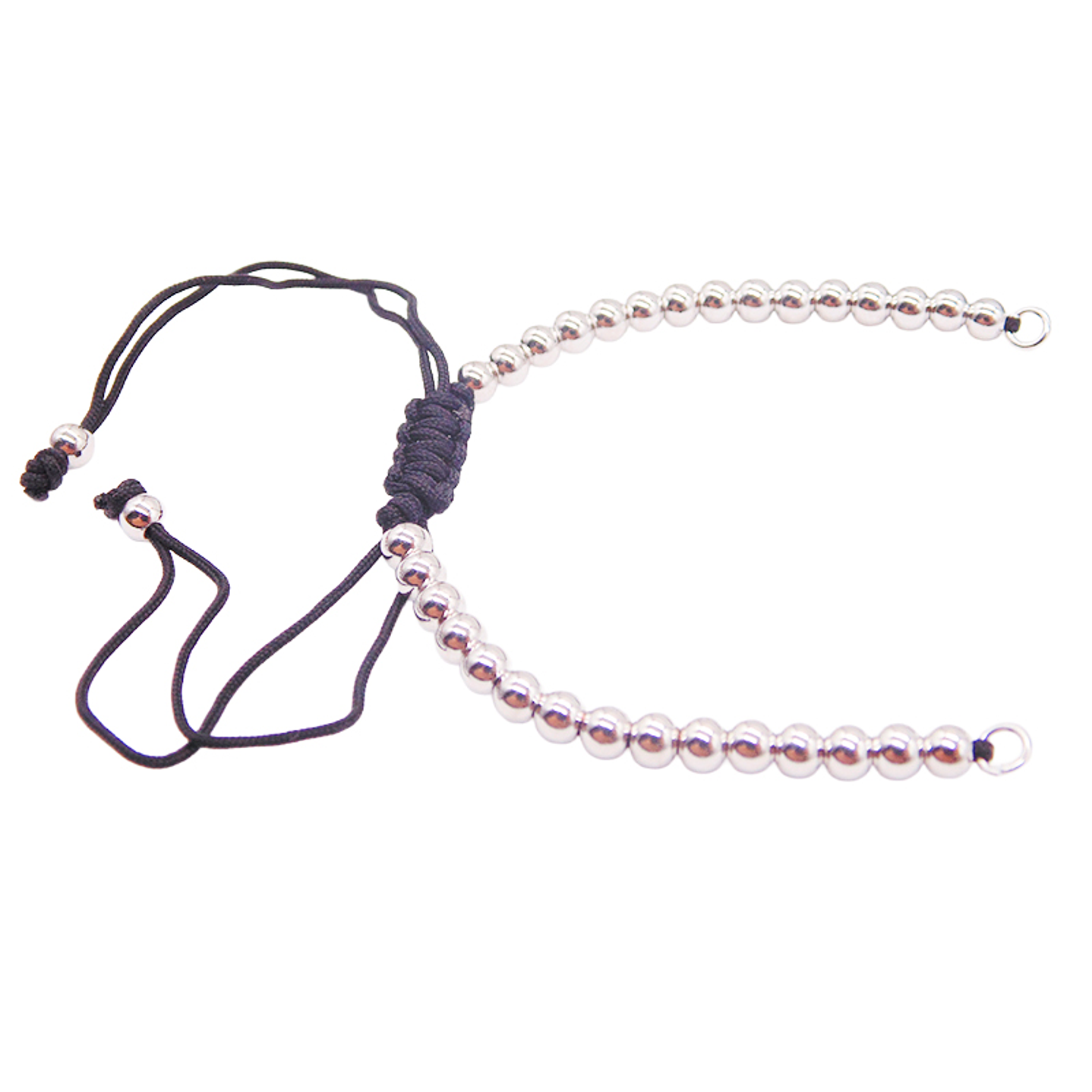 RODIO  PULSERA  BALIN PLATEADO HILO NEGRO 4MM 1