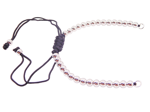 RODIO  PULSERA  BALIN PLATEADO HILO NEGRO 4MM