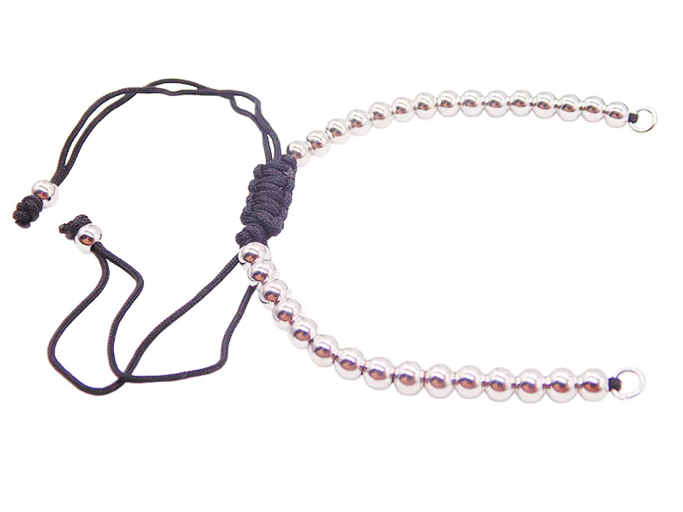 RODIO  PULSERA  BALIN PLATEADO HILO NEGRO 4MM 1