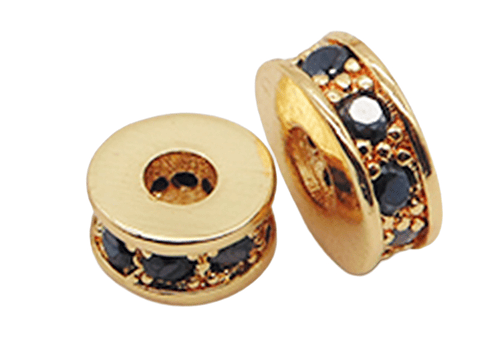 RODIO DORADO SEPARADOR DISCO 6*4MM CIRCON NEGRO