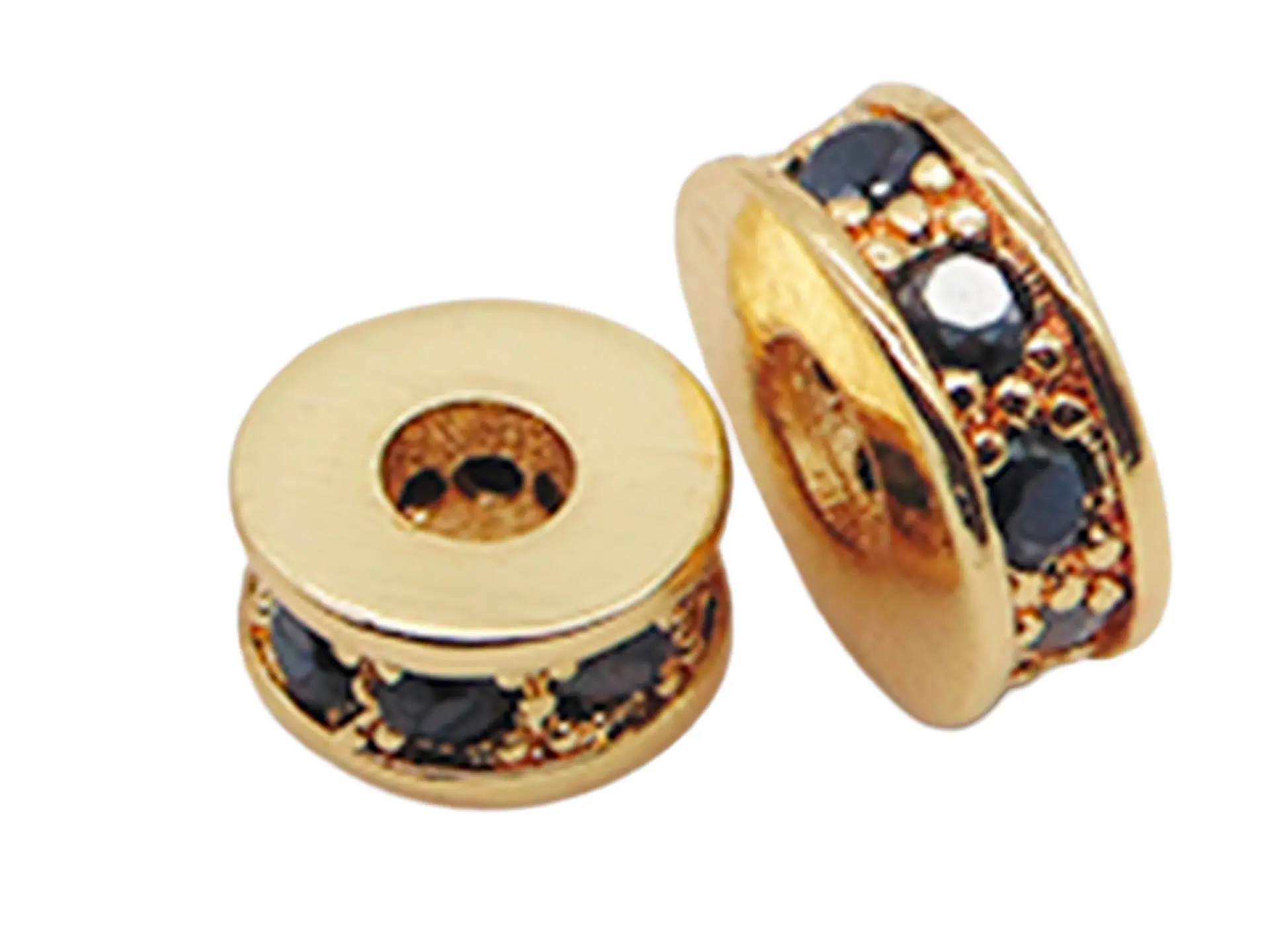 RODIO DORADO SEPARADOR DISCO 6*4MM CIRCON NEGRO 1