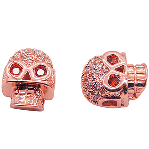 RODIO ROSADO CALAVERA OJO ROJO CIRCON BLANCO 10*12MM