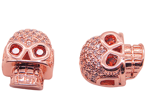 RODIO ROSADO CALAVERA OJO ROJO CIRCON BLANCO 10*12MM