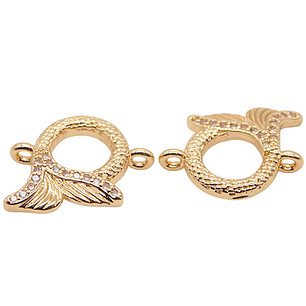 RODIO DORADO TERMINAL SIRENA CIRCON BLANCO 16*13MM