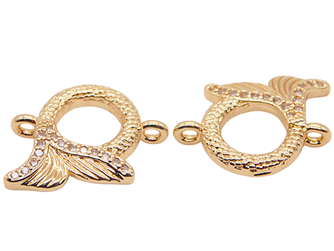 RODIO DORADO TERMINAL SIRENA CIRCON BLANCO 16*13MM