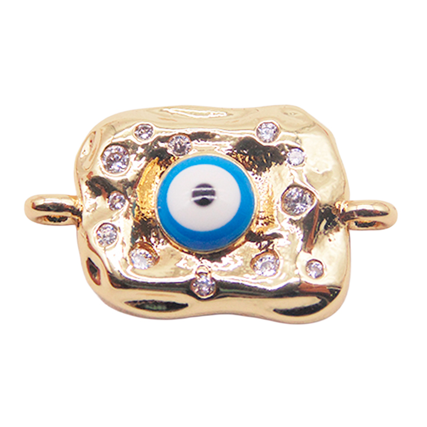 RODIO DORADO PLACA OJO TURCO CIRCON BLANCO 14MM 1