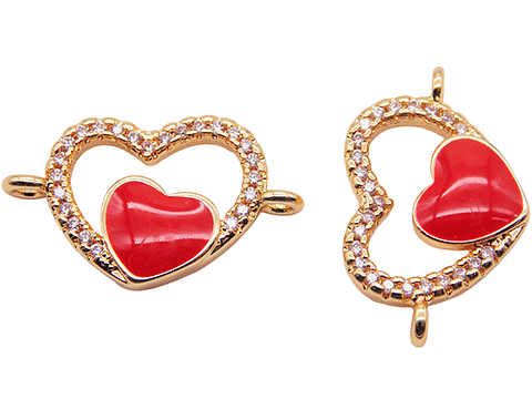 RODIO DORADO TERMINAL CORAZON ROJO CIRCON BLA 20*12MM