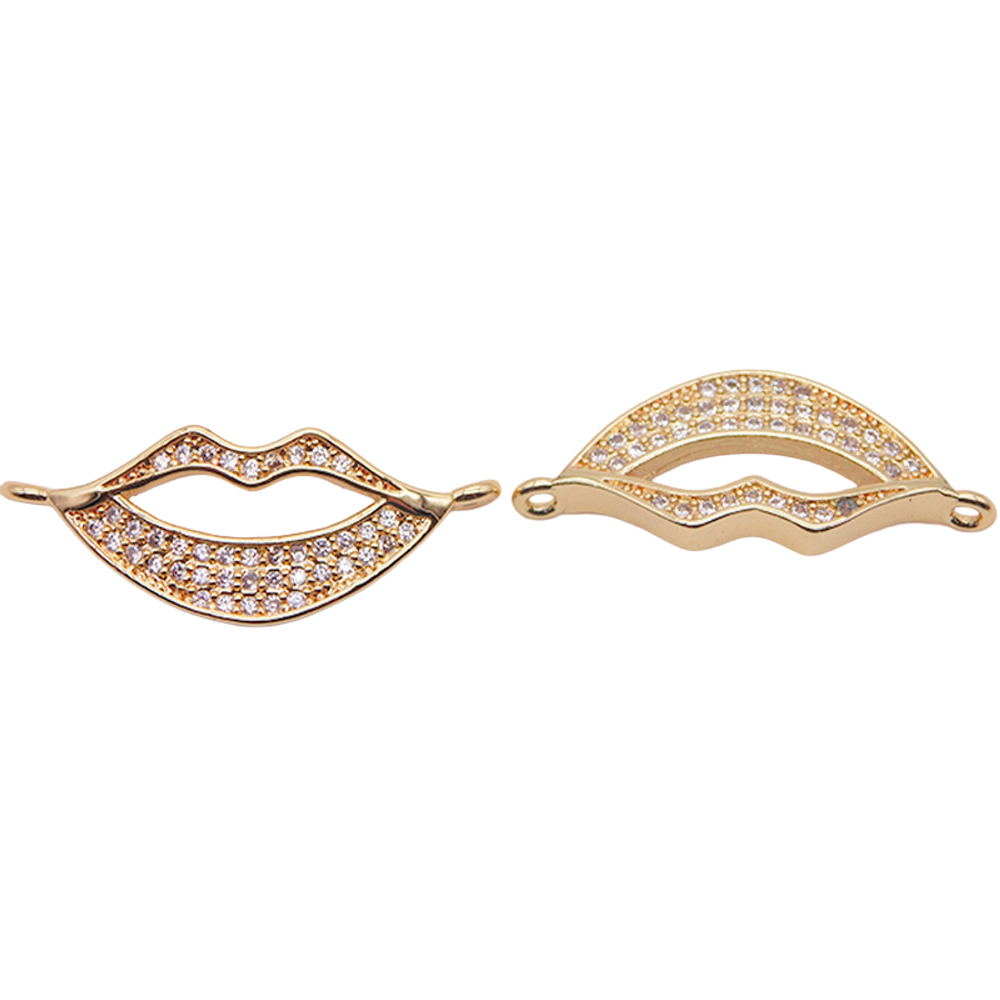 RHODIUM GOLDEN TERMINAL MOUTH WHITE ZIRCON 25*10MM 1