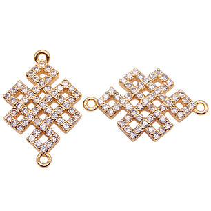 RODIO DORADO TERMINAL REJILLA CIRCON BLANCO 23*15MM