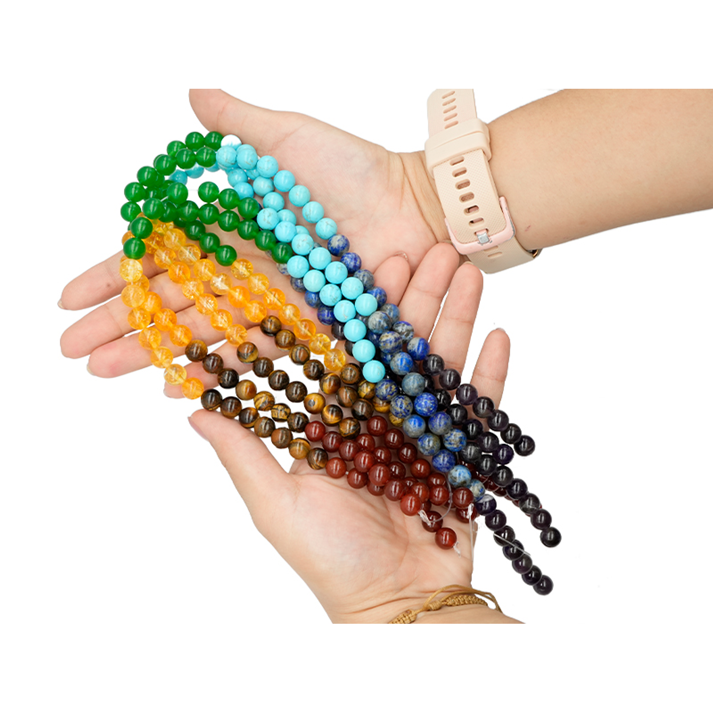 PIEDRA NATURAL LISA # 6MM 7 CHAKRAS # 1 X 63 UND APROX  2