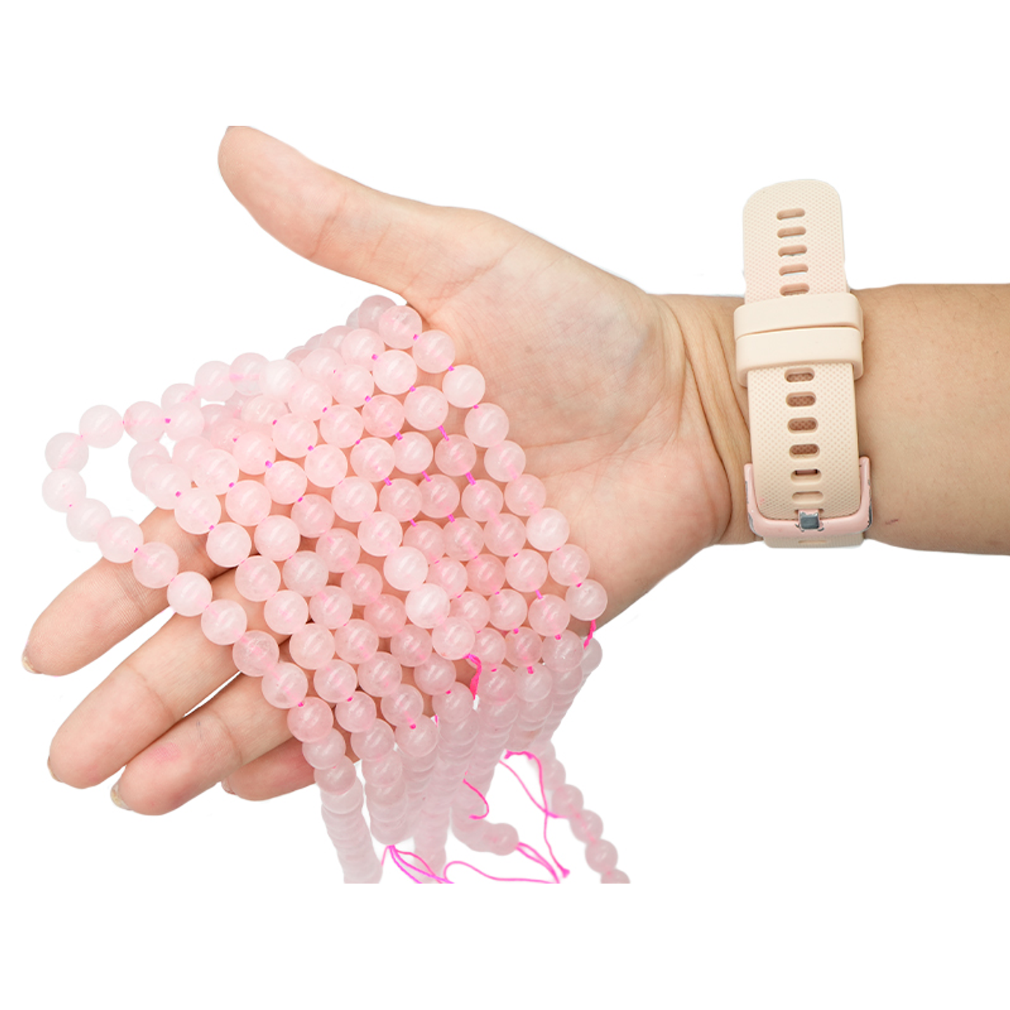 SARTA DE PIEDRA NATURAL LISA 8MM CUARZO ROSADO 2