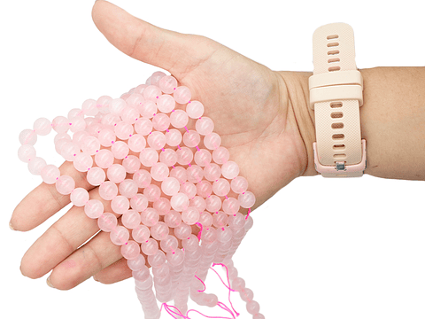 SARTA DE PIEDRA NATURAL LISA 8MM CUARZO ROSADO