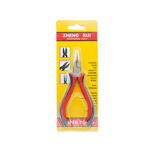 PINZA HERRAMIENTA CABO ROJO NEGRO PLANA DENTADA FINA