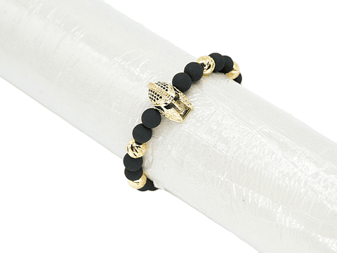 PULSERA DORADA RODIO CASCO GRANDE NEOPRENO 