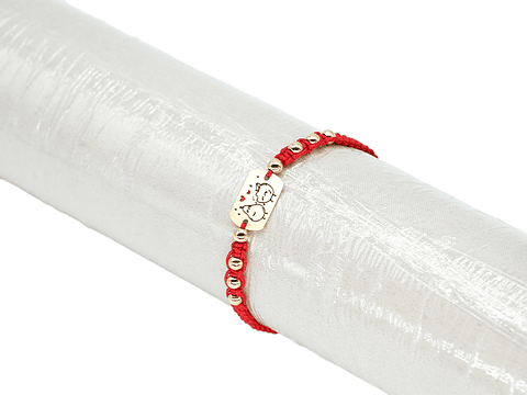 PULSERA ORO GOLFI HILO ROJO 826