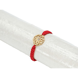 PULSERA SAMAK DORADA HILO ROJO 0534