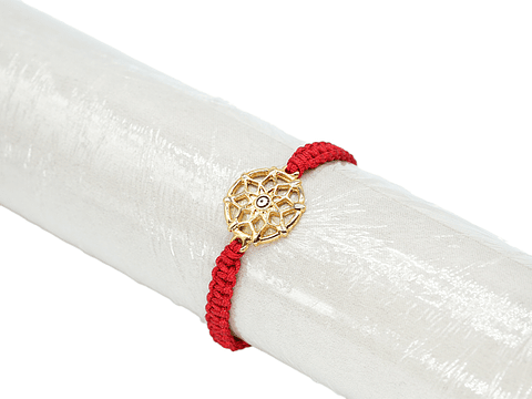 PULSERA SAMAK DORADA HILO ROJO 0534