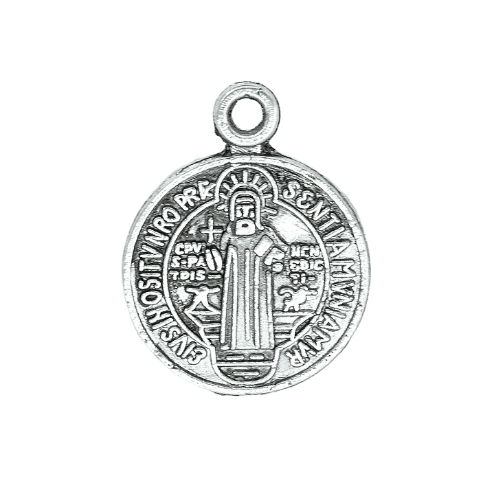 SAMAK PLATEADA DIJE 38 MEDALLA SAN BENITO 12MM  1