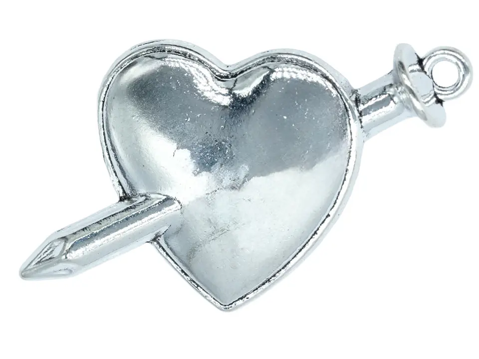 SAMAK PLATEADA DIJE CORAZON ESPADA 20*38MM PAQUETE POR 6 UNIDADES APROX 1