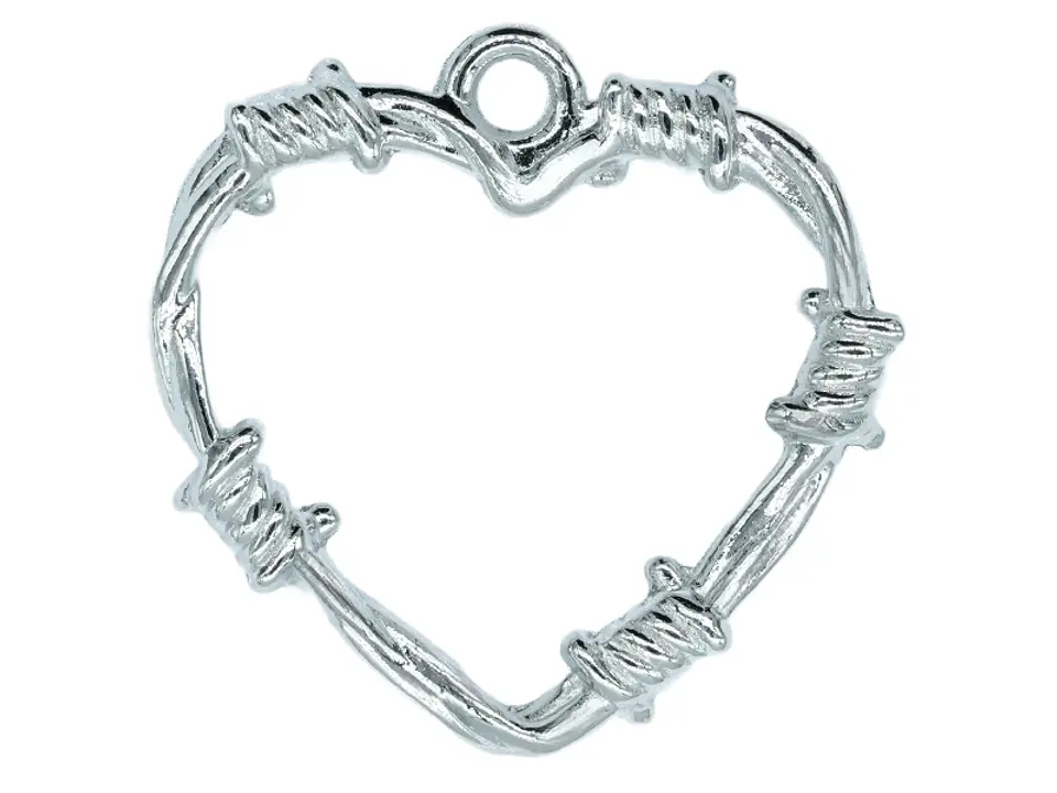 SAMAK PLATEADA DIJE CORAZON ALAMBRE PUAS 22MM PAQUETE 10 UNIDADES APROX 1