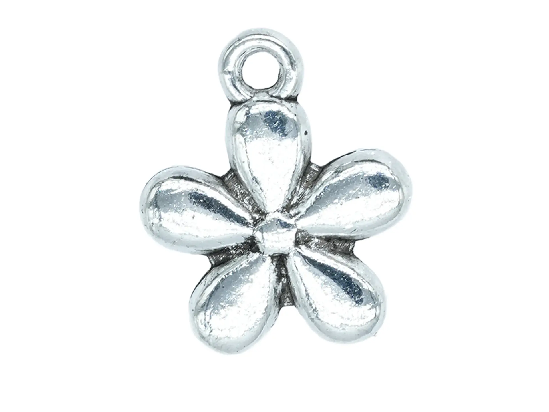 SAMAK PLATEADA DIJE FLOR 5 PETALOS 10MM PAQUETE POR 26 UNIDADES APROX 1