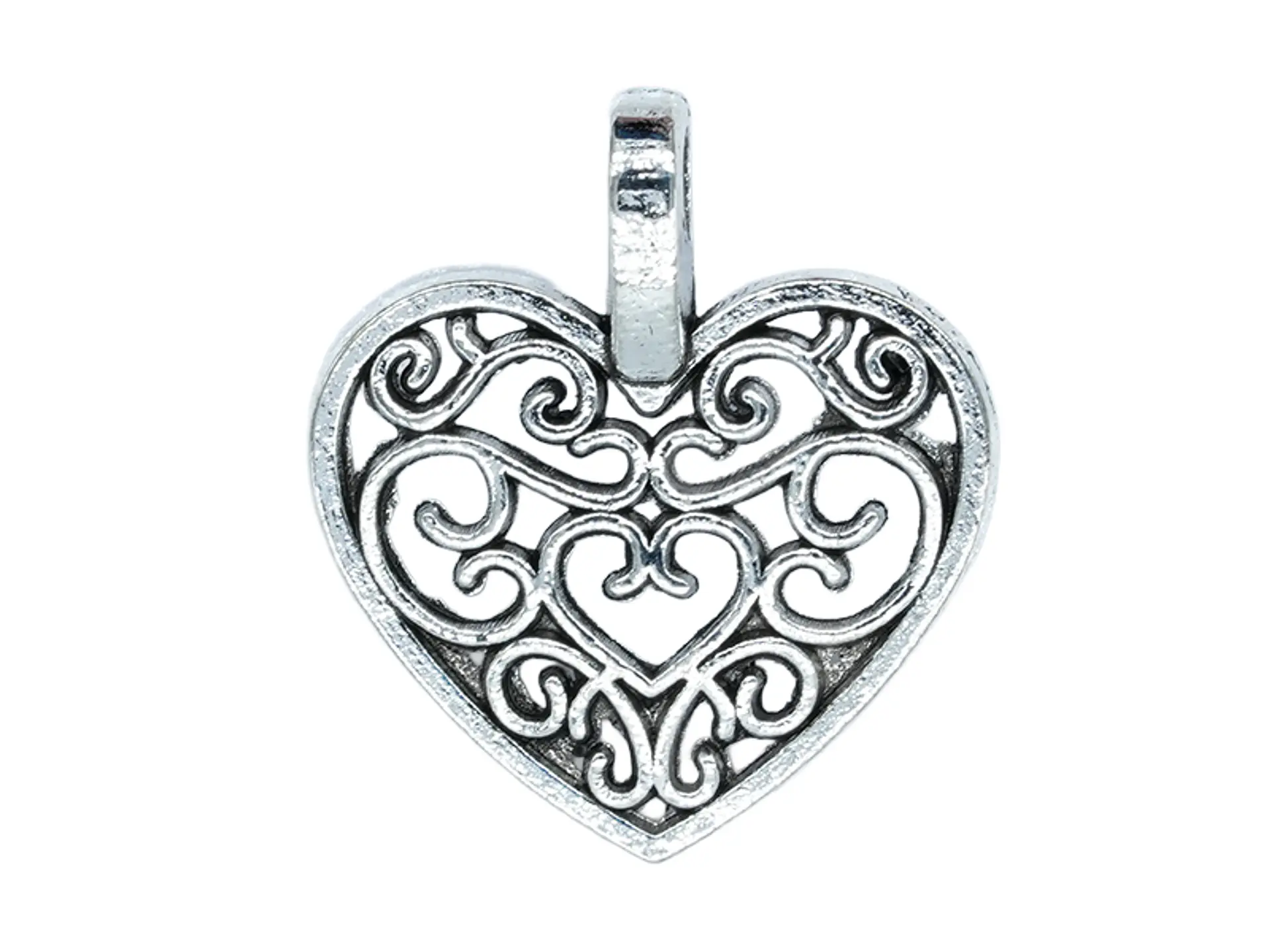 SAMAK PLATEADA DIJE CORAZON CALADO 15MM PAQUETE POR 29 UNIDADES APROX 1