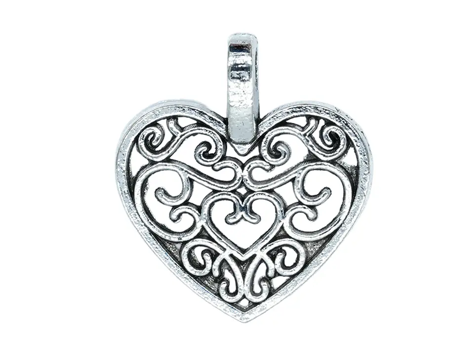 SAMAK PLATEADA DIJE CORAZON CALADO 15MM PAQUETE POR 29 UNIDADES APROX 1