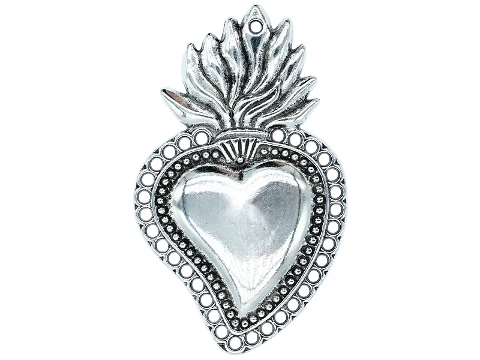 SAMAK PLATEADA DIJE SAGRADO CORAZON 30*48MM PAQUETE POR 4 UNIDADES APROX 1