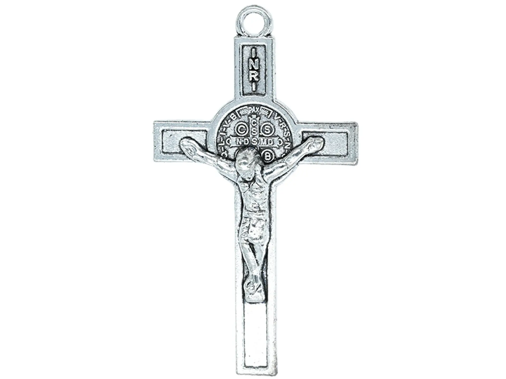 SAMAK PLATEADA DIJE CRISTO SAN BENITO 28*48MM  PAQUETE POR 7 UNIDADES APROX 1