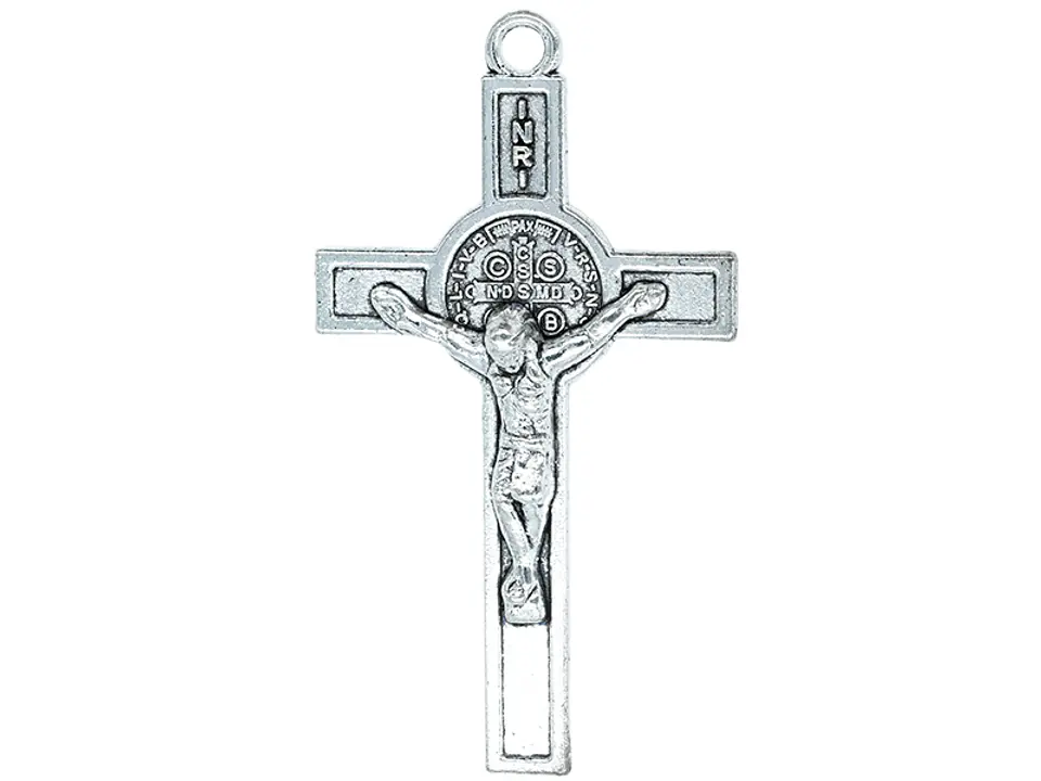 SAMAK PLATEADA DIJE CRISTO SAN BENITO 28*48MM  PAQUETE POR 7 UNIDADES APROX 1