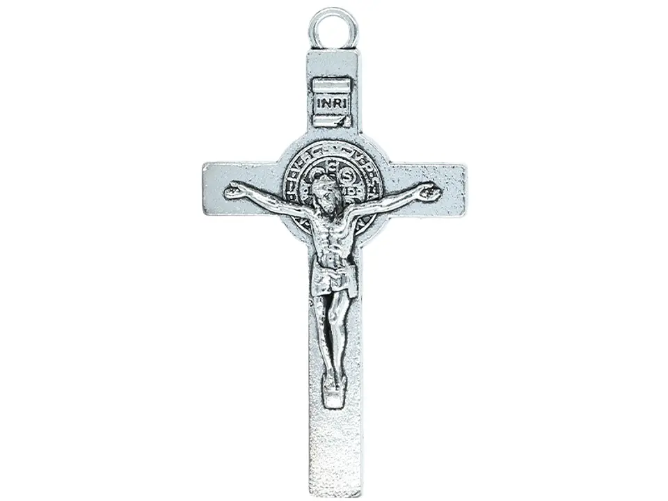SAMAK PLATEADA DIJE CRISTO MACIZO SAN BENITO 28*48MM  PAQUETE POR 3 UNIDADES APROX 1