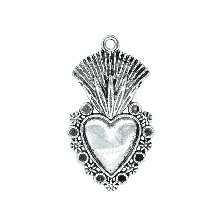SAMAK PLATEADA DIJE CORAZON GOTICO 20*32MM  199 1