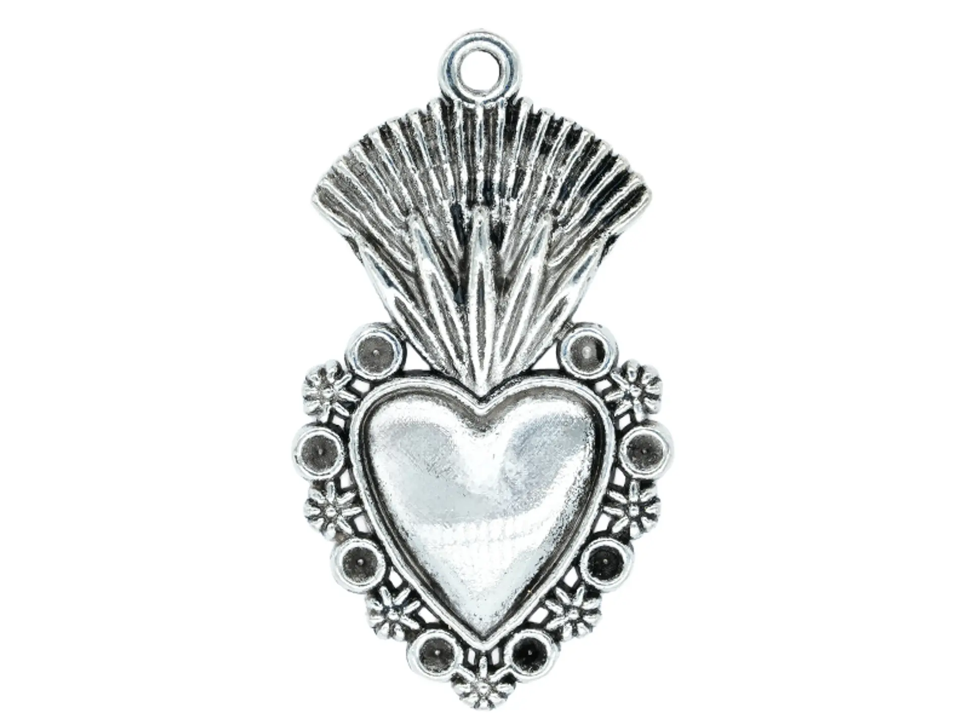 SAMAK PLATEADA DIJE CORAZON GOTICO 20*32MM PAQUETE POR 6 UNIDADES APROX 1