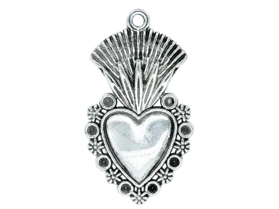 SAMAK PLATEADA DIJE CORAZON GOTICO 20*32MM PAQUETE POR 6 UNIDADES APROX 1