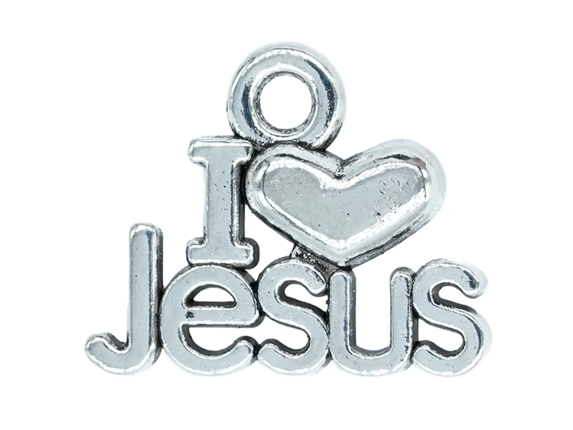 SAMAK PLATEADA DIJE I LOVE JESUS 15*12MM PAQUETE POR 23 UNIDADES APROX 1