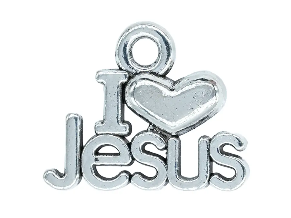 SAMAK PLATEADA DIJE I LOVE JESUS 15*12MM PAQUETE POR 23 UNIDADES APROX 1