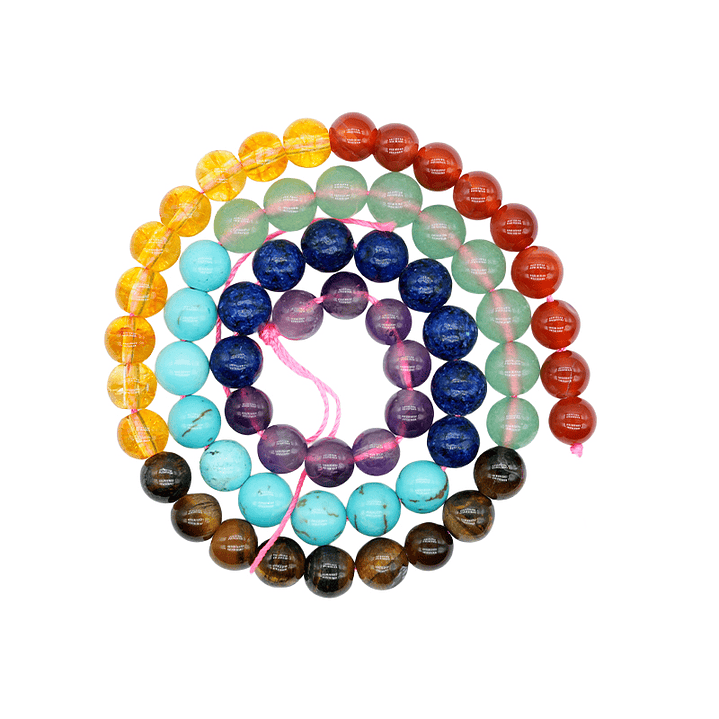 PIEDRA NATURAL LISA # 6MM 7 CHAKRAS # 1 X 63 UND APROX  1