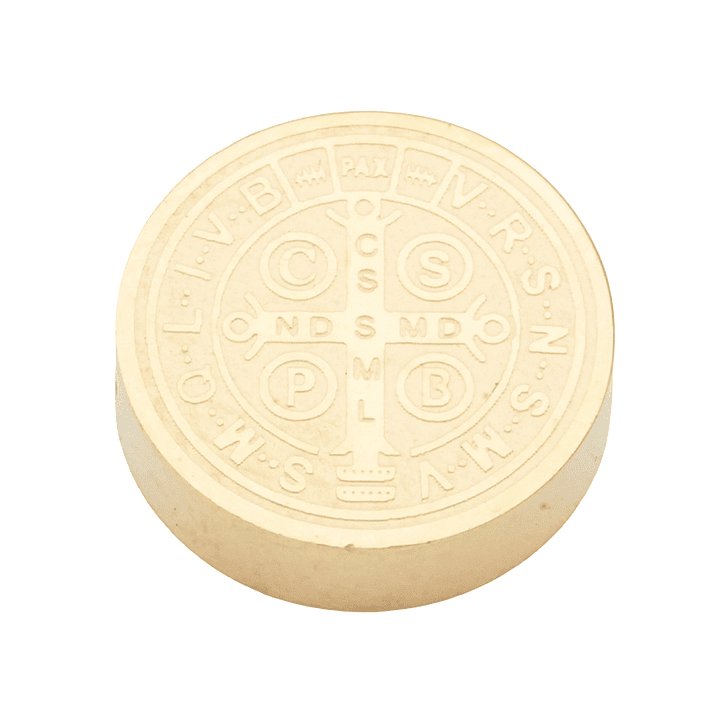 ACERO DORADO MEDALLA SAN BENITO RELIEVE 14MM  2