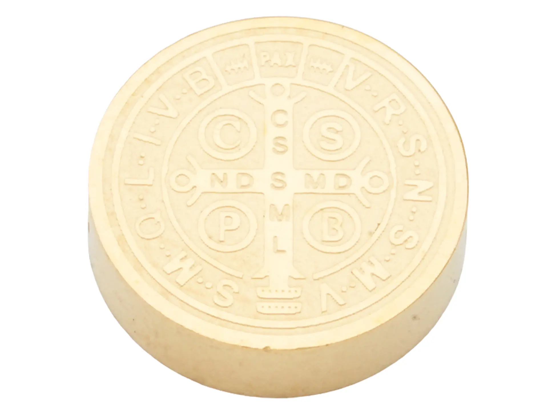 ACERO DORADO MEDALLA SAN BENITO RELIEVE 14MM  2