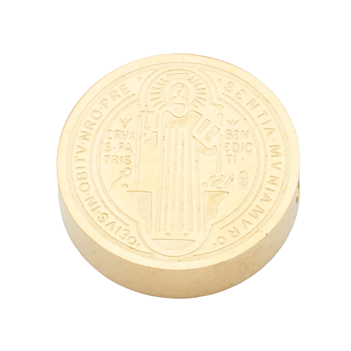 ACERO DORADO MEDALLA SAN BENITO RELIEVE 14MM  1