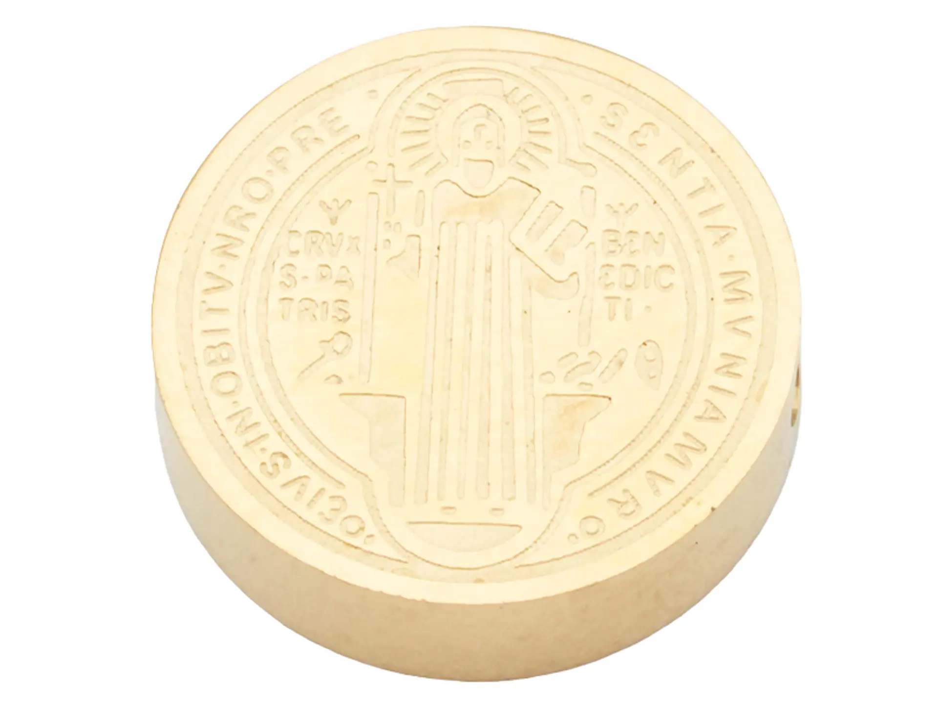 ACERO DORADO MEDALLA SAN BENITO RELIEVE 14MM  1