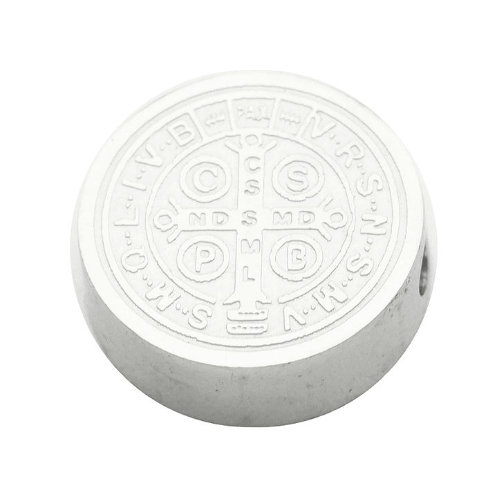 ACERO PLATEADO MEDALLA SAN BENITO RELIEVE 15MM 2