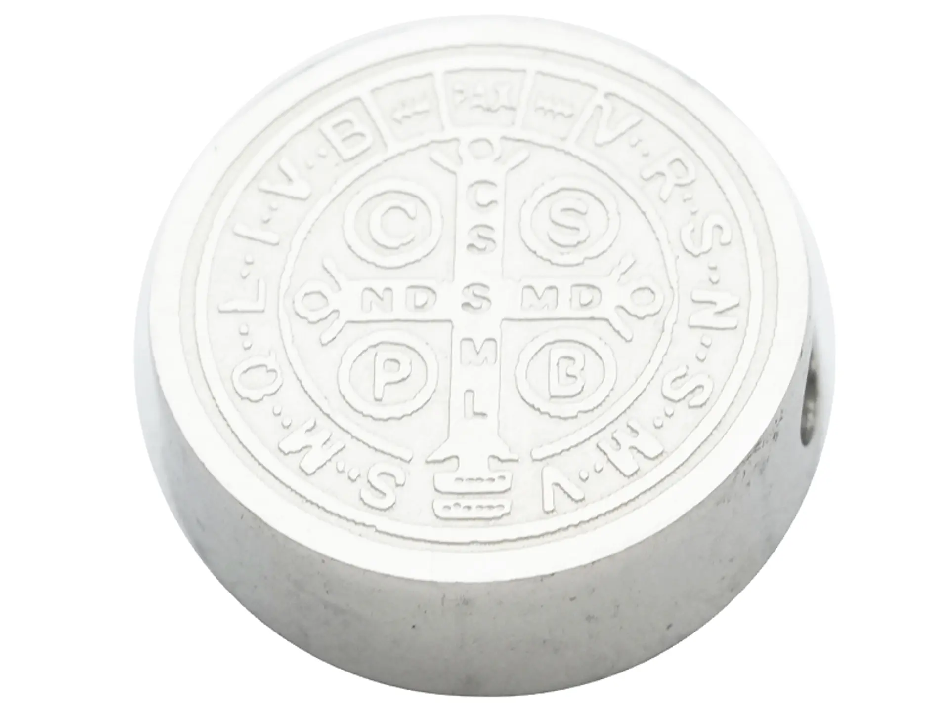 ACERO PLATEADO MEDALLA SAN BENITO RELIEVE 15MM 2